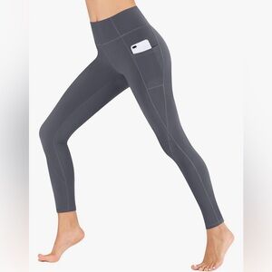 Heathyoga pants- women’s XS- High waist yoga pants with pockets- gray